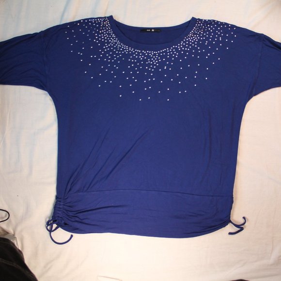 Club star bedazzled shirt blue y2y mxm - Picture 1 of 5